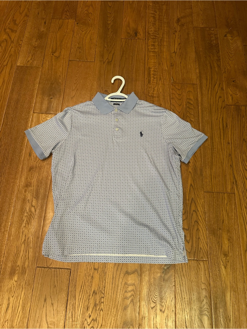 Ralph Lauren Blue and White Patterned Polo